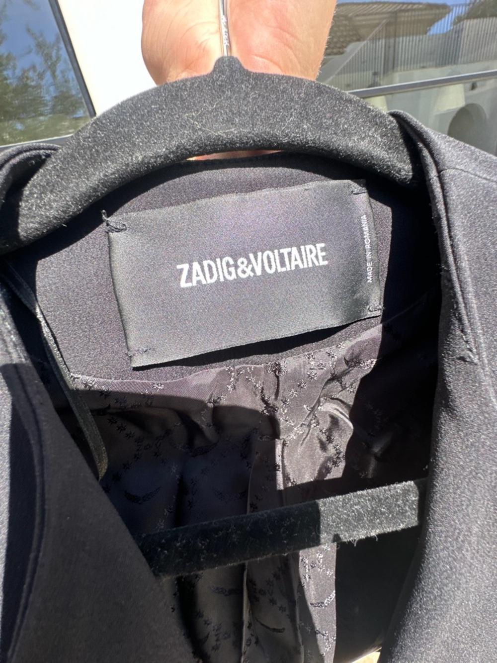 Zadig & Voltaire Black Tailored Jacket with Subtle Patterned Lining